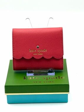 Kate Spade Gemma Pink Scalloped Small Flap Wallet w Box & Insert